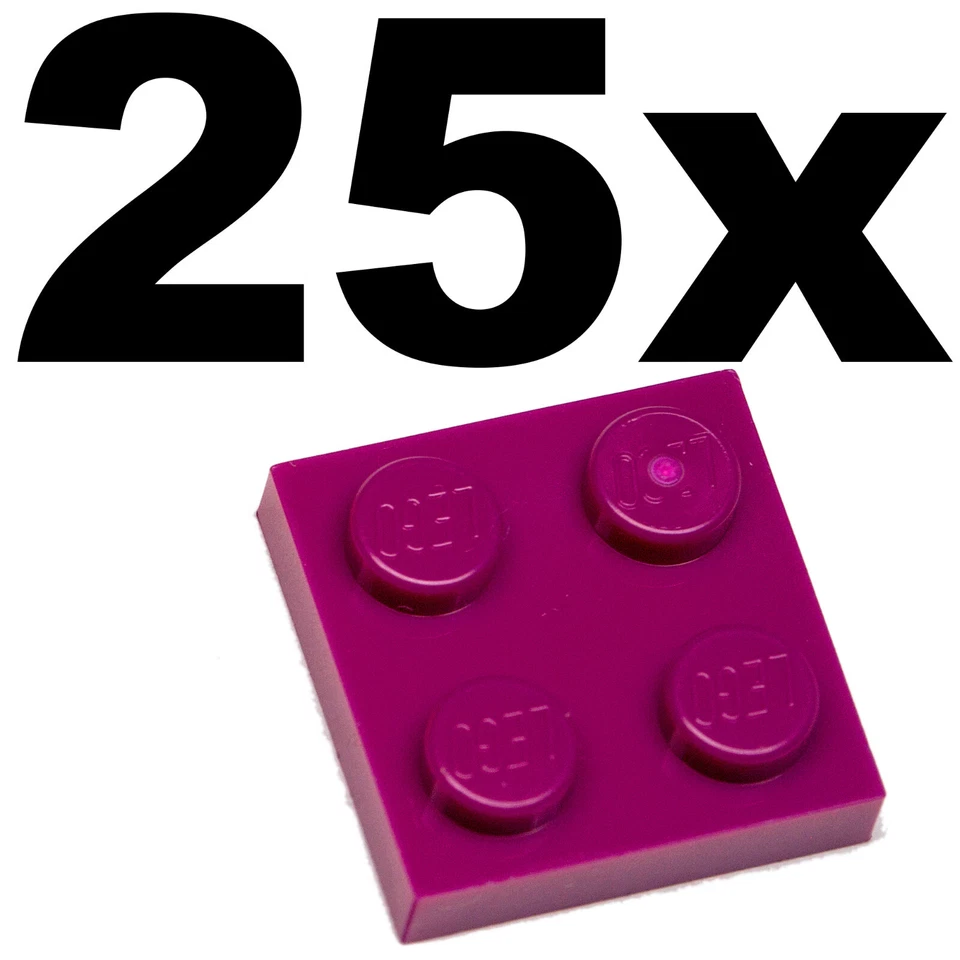NEW LEGO - PLATES - 2 x 2 - Magenta plate x 25 - 2x2 - Image 1 of 1
