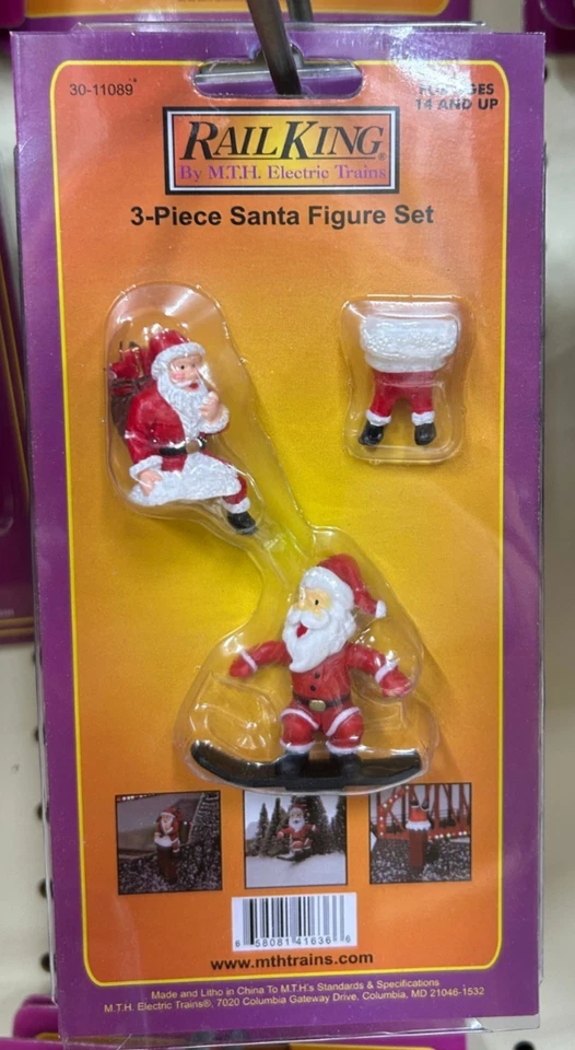 MTH Rail King  30-11089  Train Christmas  3-Piece Santa Figure Set MINT SEALED - Image 1 of 1
