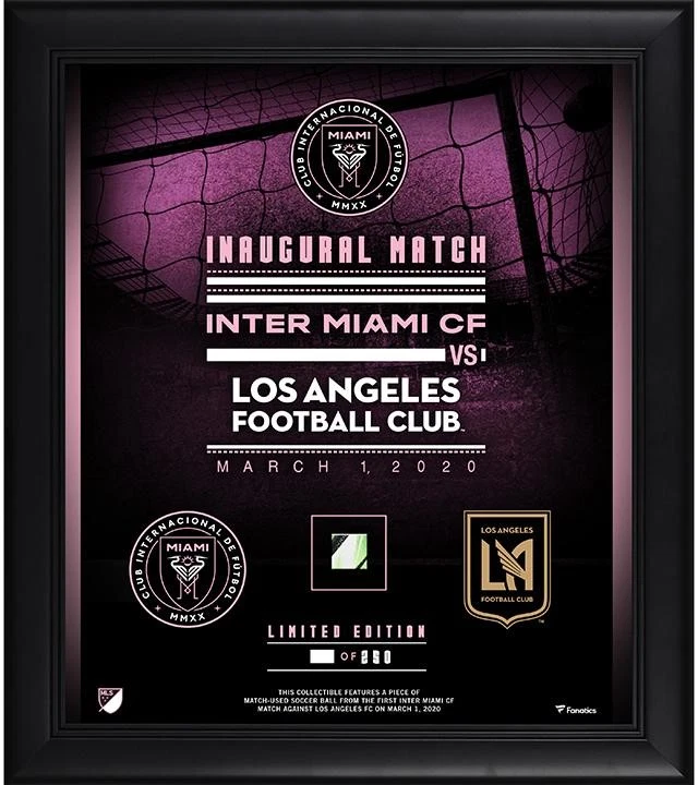 Inter Miami CF Juego Inaugural vs Galaxy FRMD 15x17 Pieza Collage MU Ball LE 250 Foto 1 de 1