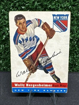 Vintage 1954-55 Topps Hockey Card #22 Wally Hergesheimer New York Rangers - Image 1 of 4