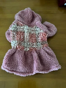 YIKEYO XS HUND KAPUZE FLAUSCHIGER PULLOVER MANTEL ROSA STRICK BAUMWOLLE/POLY WARM WINTER - Bild 1 von 8