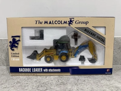 First Gear - Backhoe Loader w/Attachments - Malcolm - 58-3134 - 1:50 - New/Mint - Image 1 of 4