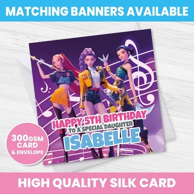 HAPPY HIPPO PARTY SUPPLIES PERSONALISED KPOP BIRTHDAY CARD DEMON HUNTERS ANY NAME AGE RELATION OCCASION