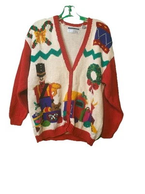 Suéter Jennifer Moore NAVIDAD Tejido a Mano Cuentas Cascanueces Mujeres Grande De Colección Foto 1 de 4