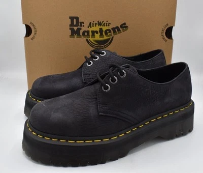 Sapato Derby Dr. Martens 1461 Feminino Tamanho 11 Quad II Cinza Tombado Plataforma Nubuck - Imagem 1 de 4