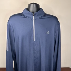 Adidas Golf 1/4 Zip Long Sleeve 1/4 Zip Stretch Pullover Blue Men’s 2XL ADVR0807 - Picture 1 of 9