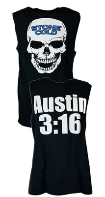 Stone Cold Steve Austin Sleeveless 3:16 White Skull Mens Black T-shirt - Image 1 of 4