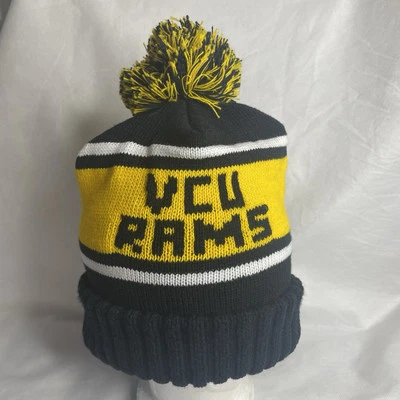 Tejido a mano VCU Invierno Gorro Exterior Nieve Sombrero Pom Poof Gorra Hecho a mano Negro y Dorado Foto 1 de 4