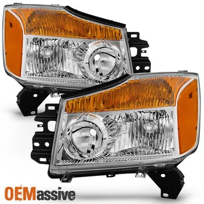 Fits 2004-2015 Titan 2005-2007 Armada Clear Headlights Replacement Left+Right - Image 1 of 4