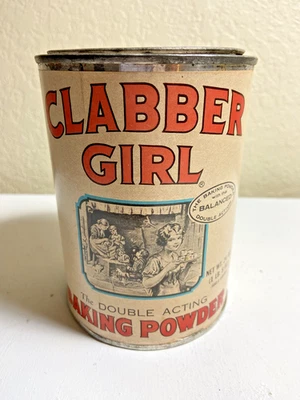 Fermento em pó vintage Clabber Girl - logotipo clássico e design - 24 oz - vazio - Imagem 1 de 4