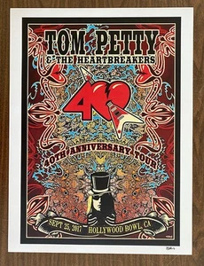 PÓSTER DE CONCIERTO ORIGINAL DUBOIS TOM PETTY LOS ANGELES HOLLYWOOD 2017 - Imagen 1 de 2