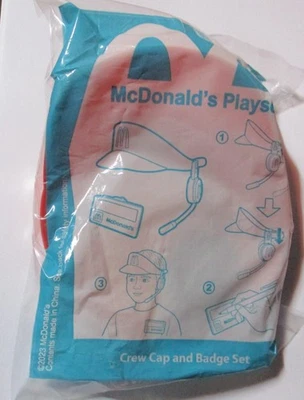 McDONALDS PLAYSET New CREW CAP & BADGE SET  Toy MINT 2023 Malaysia Sealed McD - Image 1 of 4