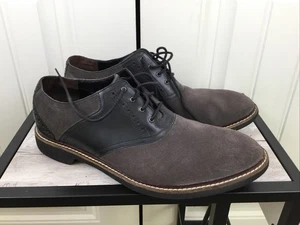 Cole Haan Oxford Sillín Gris Gamuza Cuero Negro Punta Redonda Zapatos con Cordones 11 M - Imagen 1 de 7