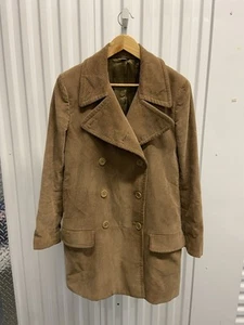 VTG Y2K Helmut Lang Tan Corduroy Double Breasted Mid Length Coat Men’s Size 46 - Picture 1 of 16