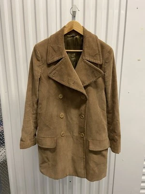 Винтажный Y2K Helmut Lang желтовато-коричневый вельвет двубортный средней длины пальто мужской размер 46 - Изображение 1 из 4