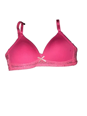 NWOT Nicole Miller Hot Pink  Wire Free Lightly Padded T-Shirt Girls Bra 30 A - Image 1 of 4