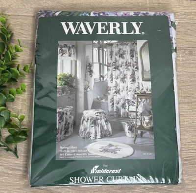 复古 Waverly Fieldcrest 淋浴帘弹簧丁香 77 英寸 x 72 英寸花卉小屋新品 — 第 1/4 张图片