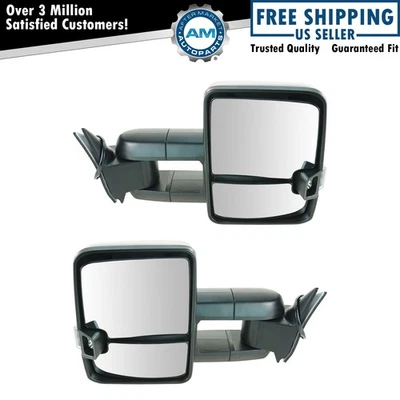 Tow Mirror Power Smoked Signal LED Spotlight Black Pair Set for GM Truck New - Image 1 of 4