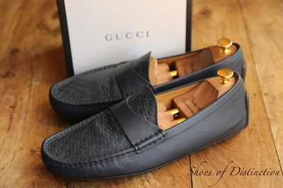 Sapatos Mocassins Masculinos Gucci GG Monograma Couro Azul Reino Unido 11,5 EUA 12,5 UE 45,5 - Imagem 1 de 4
