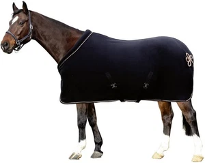 HKM Fleece rug 6'4" with collar Black with Rose Gold - Picture 1 of 2