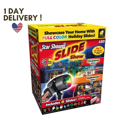 Star Shower Slide Show 6 Slides Projector Christmas Lights Holidays Decoration - Image 1 of 4