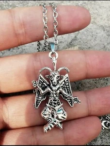 Iglesia de Satanás martillo sello Baphomet estrella vikinga diablo collar colgante bruja - Imagen 1 de 2