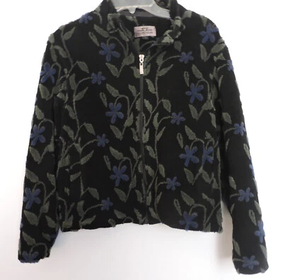 Chaqueta SUNICE Vintage Talla PEQUEÑA con Flores Azules Suaves y Hojas Verdes Forradas Foto 1 de 4