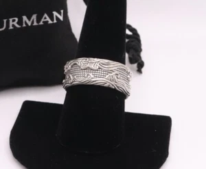 David Yurman Sterling Silver 10.5mm Waves Band Ring size 9 - Picture 1 of 7