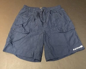 Vintage Nike Navy & White Swim Trunks Shorts Swimwear SZ XXL Spellout H55 - Picture 1 of 7