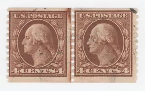 US Stamp Scott #457, Joint Line Pair, Used, 4 cent, Washington, Brown - Picture 1 of 2