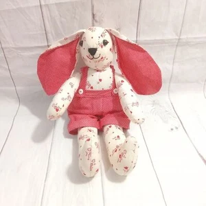 Handmade Valentine's I Love You  Long Ears Bunny Rabbit  Plush Toy 14" - Picture 1 of 9