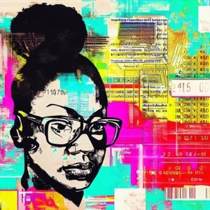 Póster de arte de pared de programadora de computadoras afroamericana retrato de una mujer afroamericana - Imagen 1 de 8
