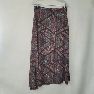Lucy & Laurel Skirt Womens M Grey Paisley Print Pleated Lined Sheer Maxi Boho - Picture 1 of 11