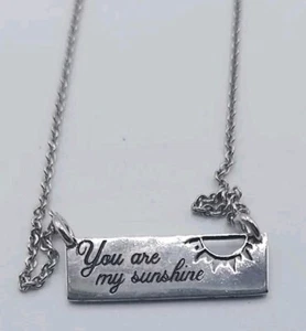 Sterling Silver Dayna Designs "You Are My Sunshine" Bar Necklace 10 In Long .925 - Picture 1 of 4