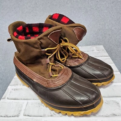LaCrosse Duck Boots Mens Size 13 Brown Leather Rain Removable Plaid Inserts - Image 1 of 4