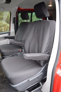 VW Transporter T5 Waterproof EXTRA Heavy Duty CAPTAIN SEATS Seat Covers Black - Picture 1 of 5