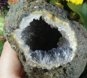 Geode Amethyst & Goethit Amerzgane 12,5x7,5cm Marokko Mineral Sammlung Stein - Bild 1 von 9