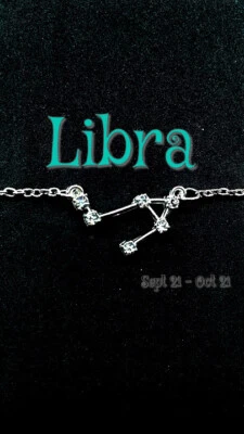 Collar Constelación Zodiaco Libra Color Plata Circonita Piedras 18"" Cadena  Foto 1 de 4