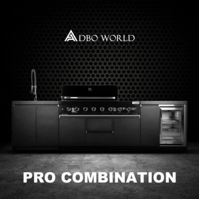 Adbo World Gas Grill BBQ  6+2  wth Single Fridge, Sink Cabinate Outdoor Kitchen - image 1 of 4