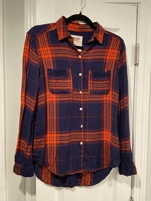 Camisa Mossimo Talla X Azul Naranja Franela a Cuadros Manga Larga Cuello Abotonada  Foto 1 de 4