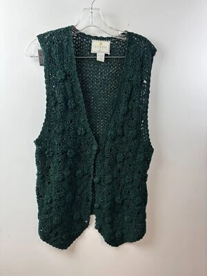 Chaleco Express Mujer Talla M Verde Crochet Frente Abierto Cuello en V Sin Mangas 100% Acrílico Foto 1 de 4