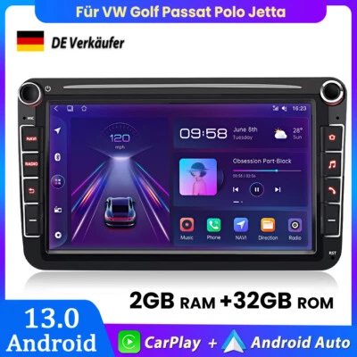 8" Autoradio Android 13 Carplay DAB+ GPS Navi Für VW GOLF 5 6 Passat Polo Tiguan - Bild 1 von 4