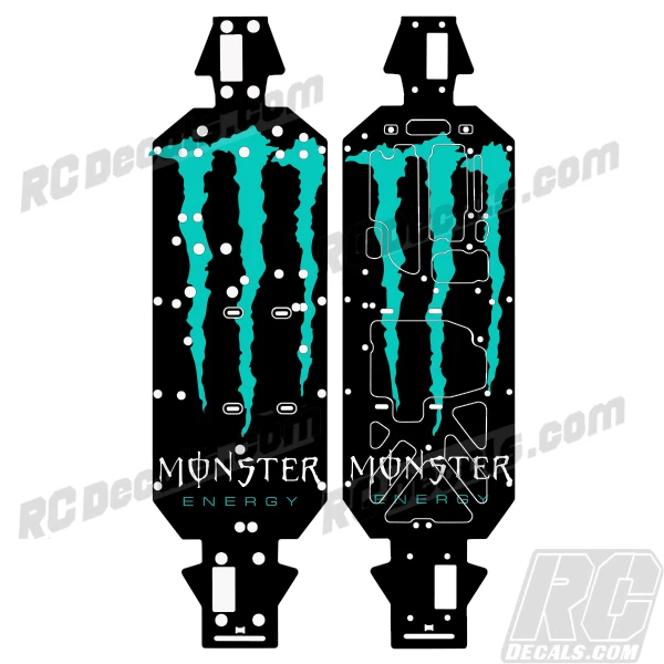 LOSI 5IVE T 4WD TRUCK CHASSIS PROTECTOR WRAP GRAPHIC CYAN MONSTER LOSB2540 - Image 1 of 1