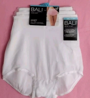 NEW Bali 3 Pair Briefs Skimp Skamp Panties Size S/5 WHITE DFA633 NWT - Image 1 of 4