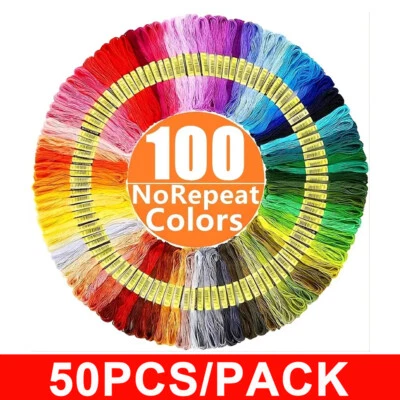 BESTDEAL 100% Cotton Embroidery Thread Bundles Cross Stitch Thread Floss Cotton Skeins 50