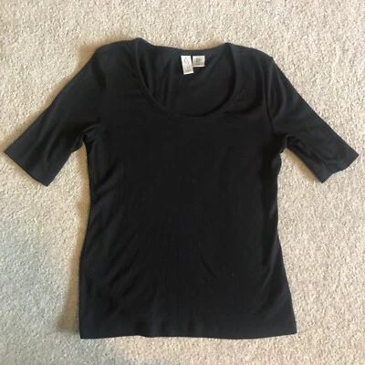 Joie Women's Scoop Neck T-Shirt Size M Black Pima Cotton Blend Classic - Image 1 of 4
