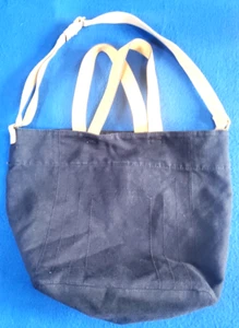 GAP Thick Canvas Navy Blue With Brown Trim Tote Beach Bag 14 X14 Shopping - Picture 1 of 19