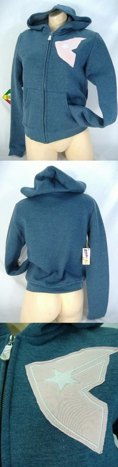 Nueva chaqueta con capucha polar con cremallera azul marino humo estrellas famosas grandes para mujer Foto 1 de 2