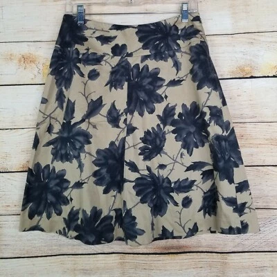 Falda Inc International Concept Mujer Talla 8 Tostada Floral Azul Rosas Talla Cremallera Foto 1 de 4