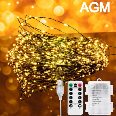 240-500 LED Lichterkette Kupferdraht Beleuchtung Außen Deko mit Fernbedienung - Bild 1 von 4